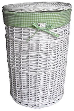 Witte Ronde Wasmand met Deksel - 39 cm Diameter, 55 cm Hoogte — thumbnail 2