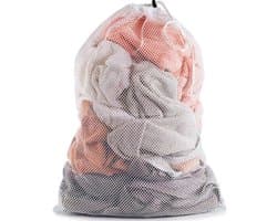 Grote waszak- Treksysteem - Trekbandsluiting - Polyester - Laundry bag - Laundry Bag - Wasnet – Waszakje - Groot XL - 60x90CM - Wit - LOUZIR — afbeelding 1
