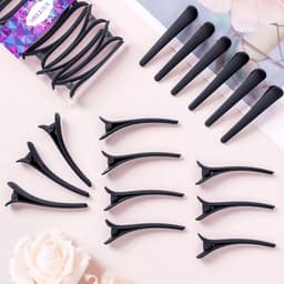 20x Zwarte Kappers Haarclips Alligator - Assortiment Kunststof Verdeelklemmen voor Styling en Knippen — thumbnail 5