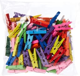 100 Stuks Houten Mini Knijpers 25mm - Kleurrijk voor Knutselen, Scrapbooking en Decoratie — thumbnail 2