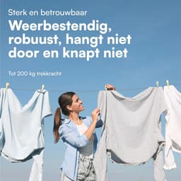 Extra sterke waslijn - 50 meter lange PVC wasdraad met stalen kern - Drooglijn voor buiten - Ø 4 mm — thumbnail 5