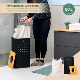 Hoekige wasmand 50 liter met uitneembare waszak en deksel — thumbnail 3