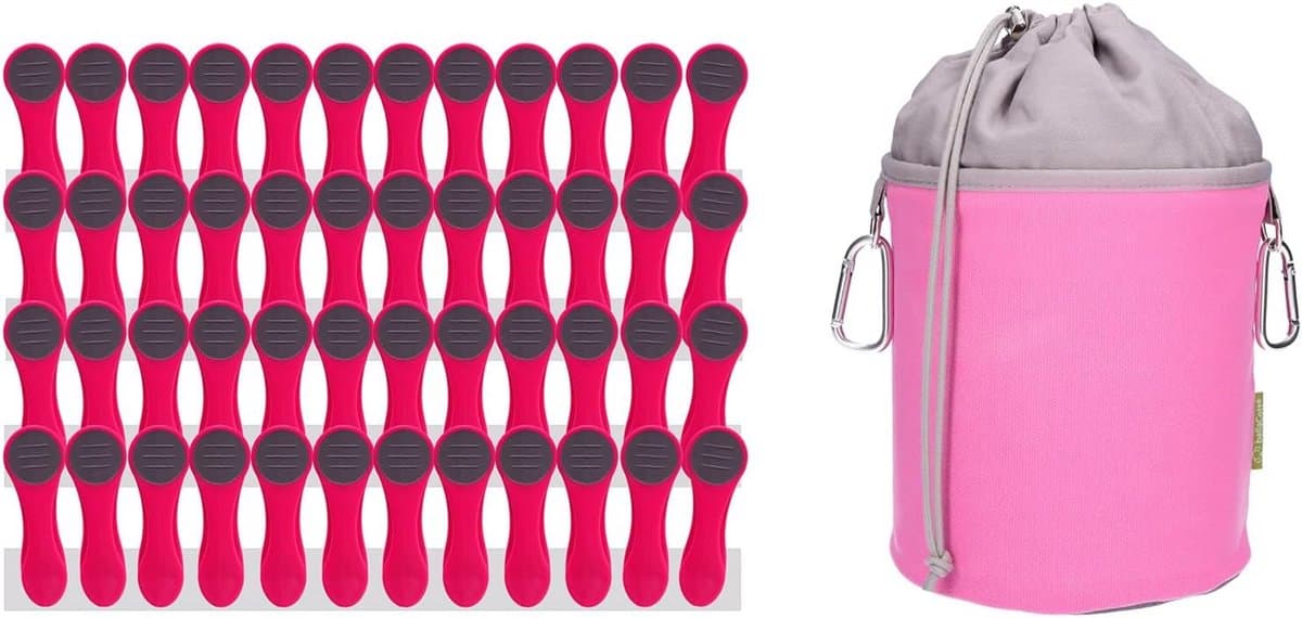 Wasknijpers met drukveren - Softtouch - Canvas zak - 48 stuks — afbeelding 1