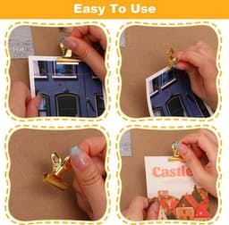 20 stuks gouden bulldogclips met spelden voor prikbord en fotobord — thumbnail 5