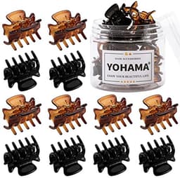 12 Stuks Kleine Haar Klauw Clips - Duurzame Mini Kaak Clips voor Kinderen en Volwassenen - Antislip Haarspeldjes in Zwart en Bruin — thumbnail 1