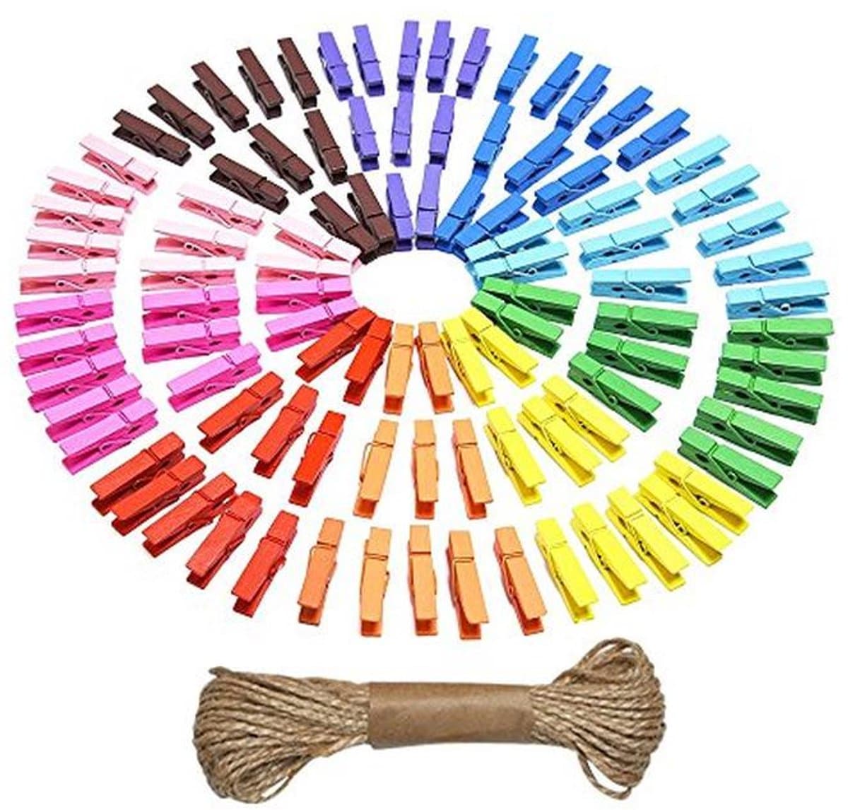 100 Stuks Mini Gekleurde Wasknijpers 3,5 cm - Multifunctionele Wooden Clips voor Ambachten en Decoraties — afbeelding 1