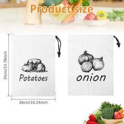 Aardappel- en uienopbergzakken - 2 stuks canvas groente- en fruitzakken 26 x 35 cm — thumbnail 5