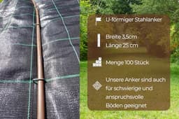 100x Grondankers van Staal - 250mm lang, 35mm breed, Ø 4mm - Grondankers voor Tuinmat, Onkruidmat, Omheining en Kamperen - Stalen Grondspijkers — thumbnail 4