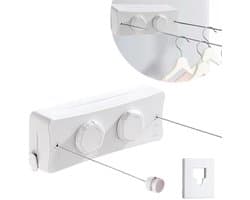 Unyqoos® Uittrekbare waslijn met spanningsregelaar voor balkon en wasruimte
