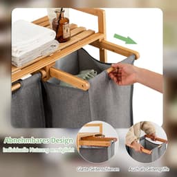 Wasmand met 2 vakken en opbergplank, uitschuifbaar en verplaatsbaar — thumbnail 2