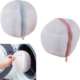 Set van 2 stuks - BH-waszak - Waszak van mesh - Waszak - Anti-vervorming - Mesh-materiaal - Met rits - Blauw, roze - 14×16cm - Geschikt voor het wassen van dameskleding — thumbnail 1