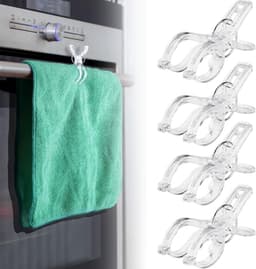 4 Stuks - Strandhanddoekclips - Plastic Quiltclips - Winddichte Handdoekklem - Kledingklem - Sterke Handdoekklem - Wasknijpers - Grote Knijpers - Grote Winddichte clip - Transparant — thumbnail 1