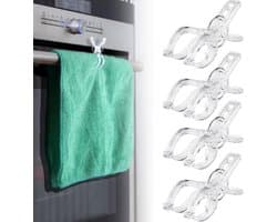 4 Stuks - Strandhanddoekclips - Plastic Quiltclips - Winddichte Handdoekklem - Kledingklem - Sterke Handdoekklem - Wasknijpers - Grote Knijpers - Grote Winddichte clip - Transparant — afbeelding 1