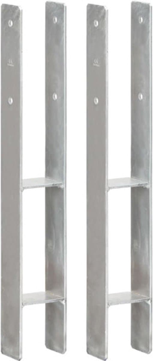 vidaXL - Grondankers - 2 - st - 8x6x60 - cm - gegalvaniseerd - staal - zilverkleurig — afbeelding 1