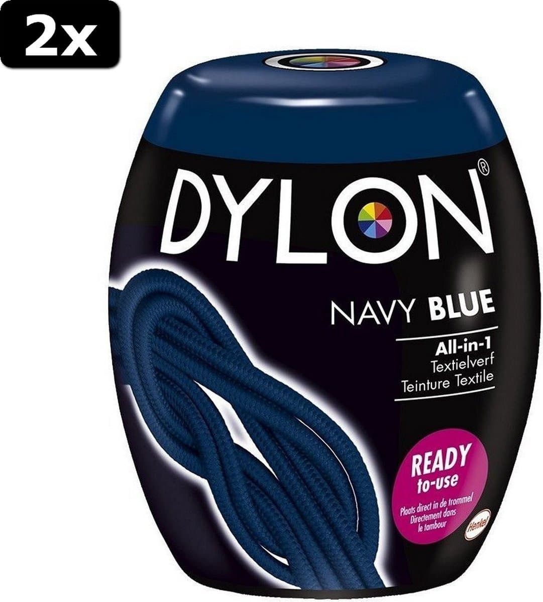 2x Dylon Machinewas Textielverf Navy Blue 350 gr — afbeelding 1