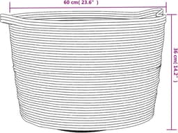 vidaXL - Wasmand - Ø - 60x36 - cm - katoen - beige - en - wit — thumbnail 2
