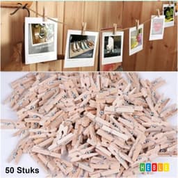 *** 50x Houten Mini Foto-Knijpertjes/Wenskaart-Knijpertjes - 2,5cm - van Heble® *** — thumbnail 1