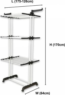 MaatShopXL | Herzberg Home & Living Herzberg Hg-8034Bw: Verhuisbaar Wasrek - Zwart Kunststof Met Witte Buizen — thumbnail 5
