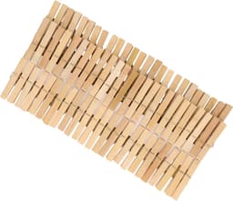Excellent Houseware Wasknijpers - 100x - bamboe hout - 7 cm — thumbnail 2