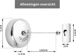 Waslijn uittrekbaar - Waslijndraad - 2,8 meter - Wasdraad - Uittrekbare Waslijn - Roldrooglijn - automatische waslijn - wanddroogrek - droogrek — thumbnail 4