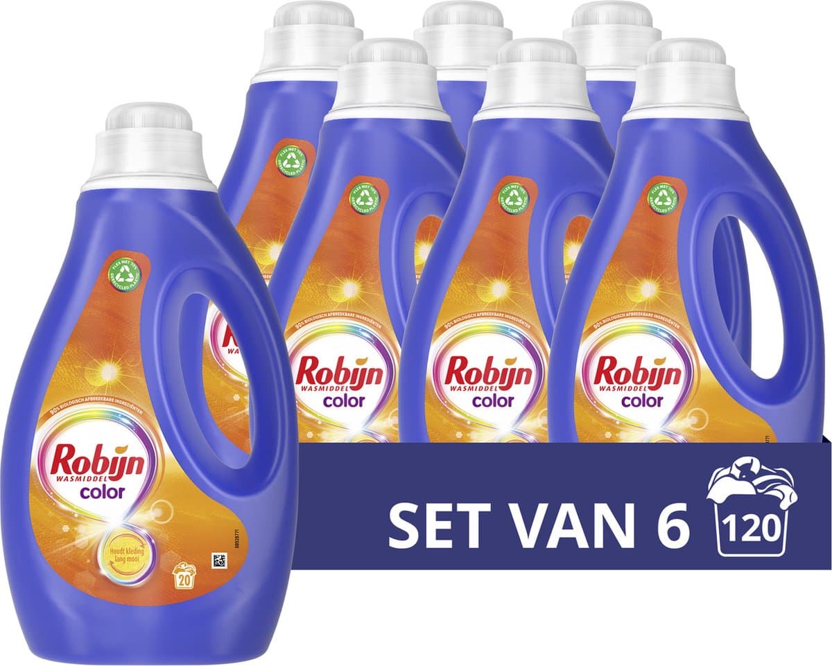 Robijn Vloeibaar Wasmiddel - Color - 6 x 20 wasbeurten — afbeelding 1