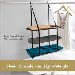 Deur Droogrek - Kledinghanger Organizer - Ruimte Besparen - 3 Etages Verstelbaar - 67x46x88 cm - Zwart — thumbnail 3