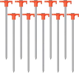 Ankers voor harde vloeren - Set van 12 stuks - Verzinkt staal - 25 cm lang - Tentaccessoires - Stabiele grondankers — thumbnail 1