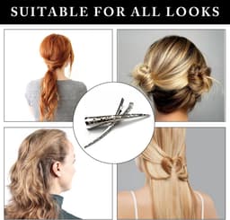 4x Professionele Metalen Haarclips Duckbill - Sterke Anti-Slip Kapper Klemmen — thumbnail 5