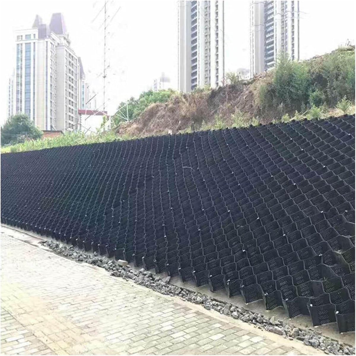 Grondstabilisatie Rooster - Bodem Versterking - Oprit Aanleggen - Hoge Treksterkte - 2 Inch Hoog - Zwart — afbeelding 1