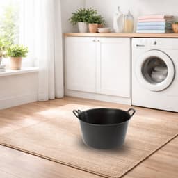 Plasticforte flexibele emmer/kuip - zwart - kunststof - rond - 26 liter - 49 x 44 x 22 cm - wasmanden - tuinafval - speelgoed — thumbnail 2