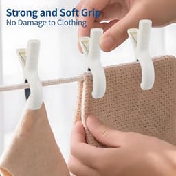 8 stuks clips – Maat M (13 x 8,5 cm) – Veelzijdige droogclips – Voor handdoeken, lakens en kleding – Broek- en sokkenclips – Bevestigers met sterke grip – Kunststof ontwerp dat geen afdrukken achterlaat – Windbestendige dekbedclips - Stevig duurzaam — thumbnail 5