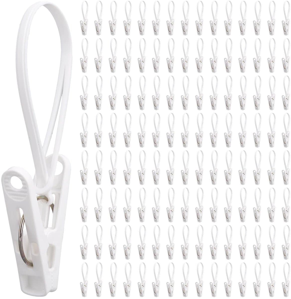 Kledingknijpers - Multi-Functionele Was haken met Touw - 90 Stuks Witte Kledingknijpers — afbeelding 1