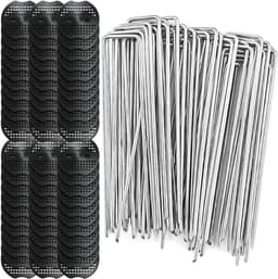 Anti-roest grondankers met bufferschijven voor onkruidvlies - 150 x 40 mm, verzinkt - 60 stuks met U-haringen, grondhaken voor onkruiddoek — thumbnail 1