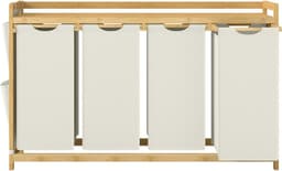 SONGMICS - Wasmand - Wasmand met 4 Vakken - Bamboe - Met Plank en Zijvakken - 200L Capaciteit — thumbnail 1