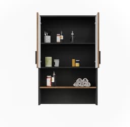 Wasmachinekast Hoog met Opbergruimte Badkamer Meubel Antraciet — thumbnail 4