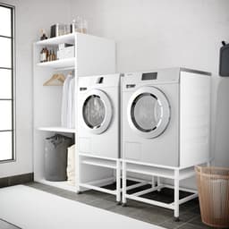 Wasophoogte® Wasmachine verhoger- Wasmachine opbouwmeubel XL - Wasmachine sokkel - 45cm hoog - Wit - Dubbel - Universeel - 63*126 (LxB) - Inclusief wandbeugels — thumbnail 4