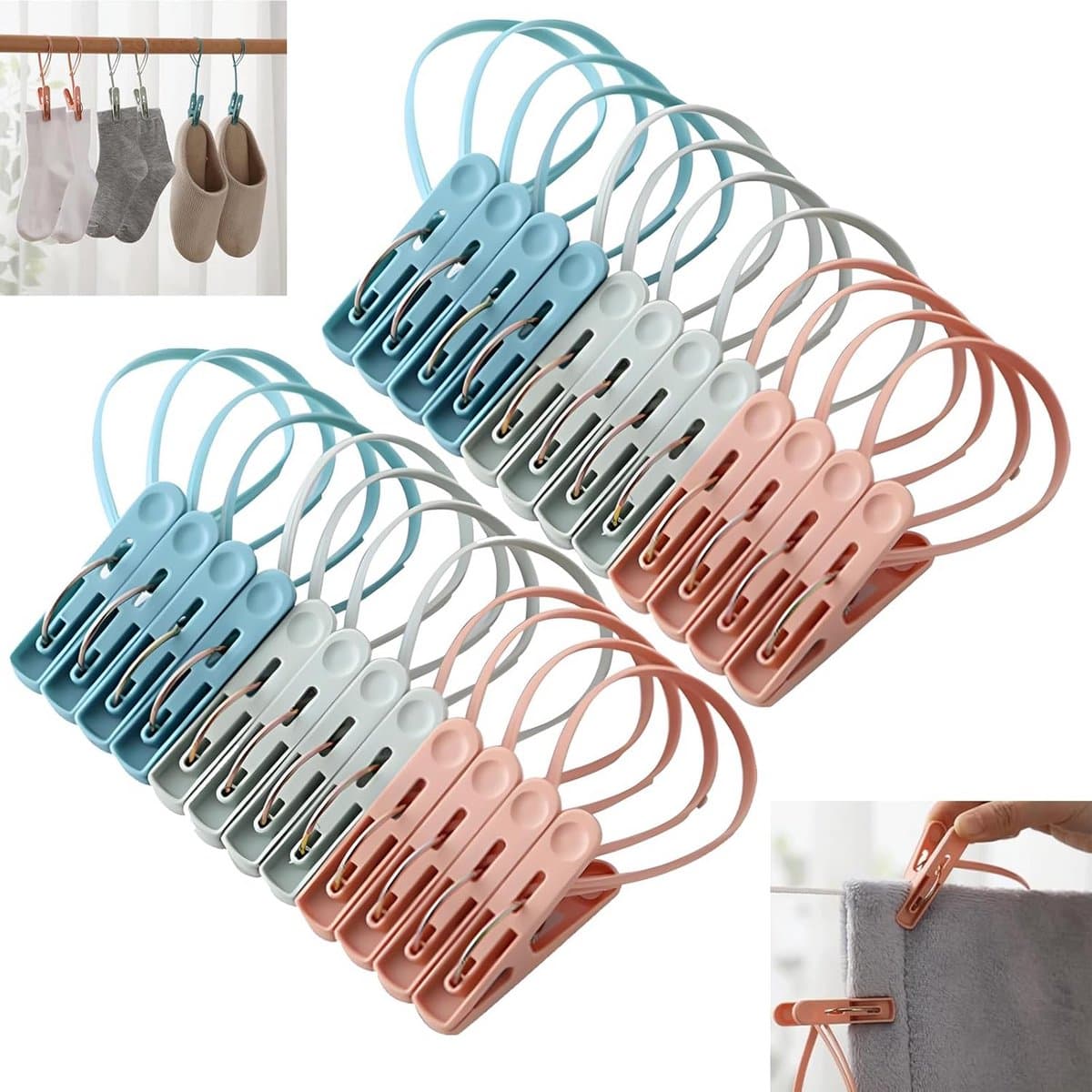 Wasknijpers Set - Kledingklemmen Handdoek - Kleding Drogen - Windbestendig Antislip - 24 stuks - Multicolor — afbeelding 1