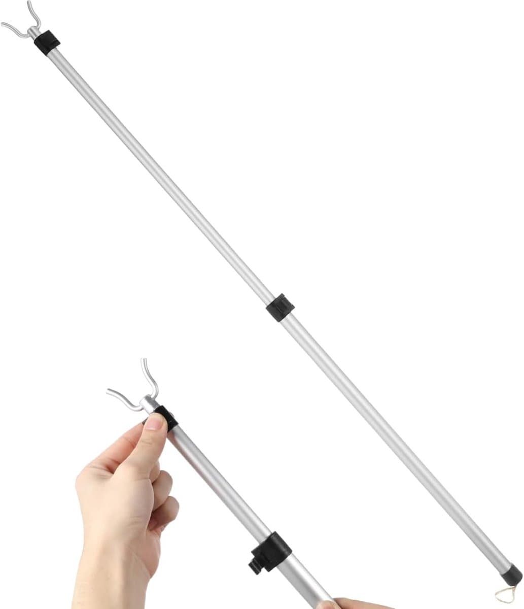 Kleding Droog Pool - Waslijn Staaf - Binnen en Buiten - Telescopisch Verstelbaar - 125cm Lengte - Zilver — afbeelding 1