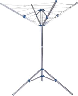 NBAP® Droogmolen met Voet voor Camping & Thuis - Wasrek Staand - Droogrek Inklapbaar - Zilver met Blauw — thumbnail 1