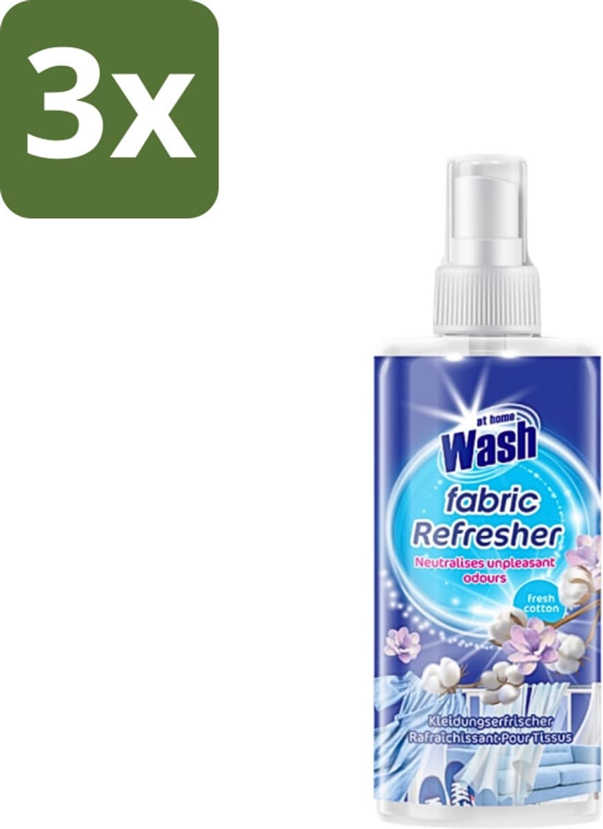 At Home - Wash - Textielverfrisser - Fresh Cotton - Neutraliseert Onaangename Geuren - 300 ml - Bulkverpakking - 3 stuks — afbeelding 1