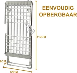 Alora elektrisch verwarmd droogrek - Zilver - 20 stangen - wasrek - inklapbaar - energiezuinig - verwarming - verwarmbaar - kindvriendelijk - wasknijper proof — thumbnail 4