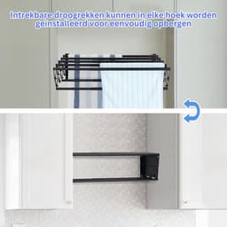 White-label Wanddroogrek - Droogrek Inklapbaar - Wasrek - Droogtoren - Droogrekken - Zwart — thumbnail 5