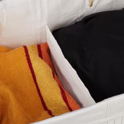 3x wasmand 2 vakken - witte bamboe wasbox - 95 liter - opvouwbaar - met deksel — thumbnail 4