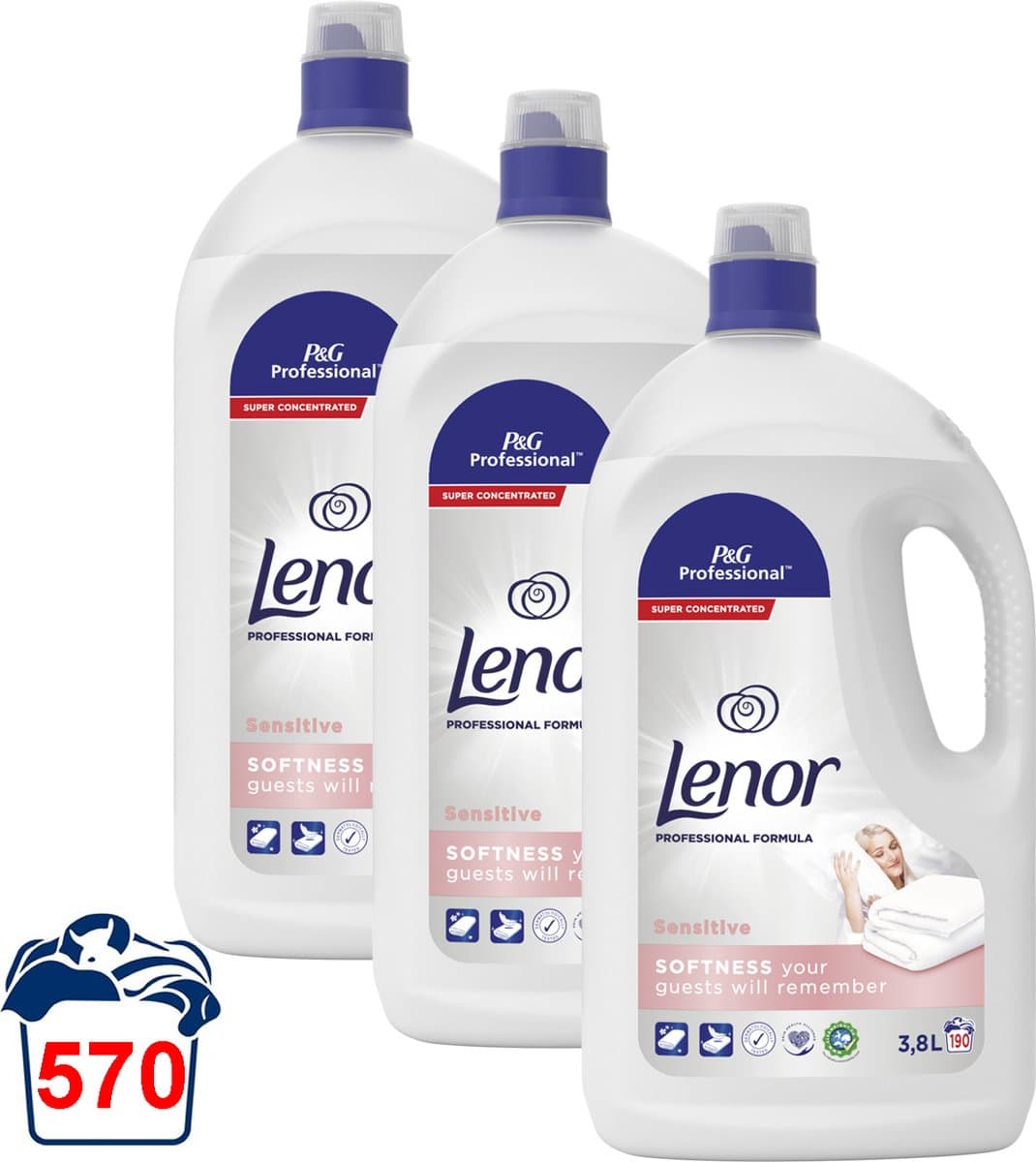 Lenor wasverzachter - Sensitive - 3 x 3.8 liter — afbeelding 1