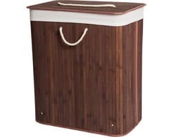 Decopatent Bamboe Wasmand - Dubbele Wasmand met deksel - Opvouwbaar - 110 L - Bruin