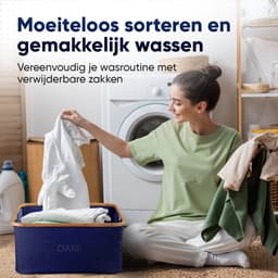 DARI. Opvouwbare Wasmand 45L – Heupwasmand – Wasmanden – Opbergmand – Wasbox – Bamboe – Blauw — thumbnail 4
