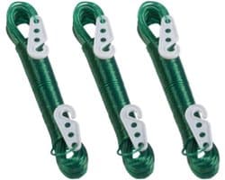 Lifetime Clean Waslijn - 3x - 20 meter - PVC - groen - drooglijn / waslijndraad - wasgoed ophangen - met 2 haakjes — afbeelding 1