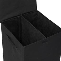 5Five Eureka sorteer wasmand - 2x - 74 liter - zwart - 37 x 37 x 60 cm - MDF/Polyester stof - met afsluitklep — thumbnail 5
