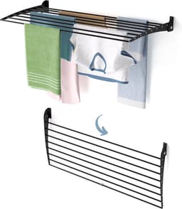 Foxydry Fold 116 cm DOWN - black - wasdroogrek wandmontage clicksysteem - neerwaartse sluiting - 116 x 50 x 10 cm — thumbnail 1