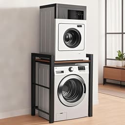 Wasmachine Verhoger - Droogkast Meubel - Ruimte Besparen - 3 Hoogte Instellingen - 75 x 67 x 105 cm - Zwart — thumbnail 1